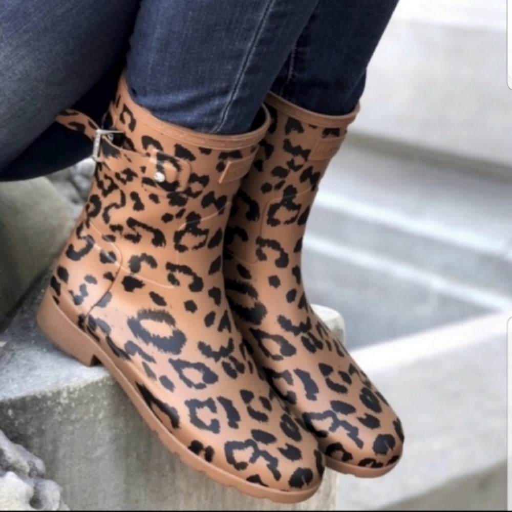 Hunter Rain Boot Leopard Print Size 8